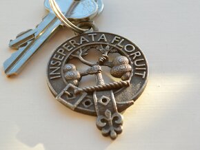 Watson Clan Crest key fob in Polished Bronze Steel