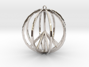 Global Peace Pendant deSign in Rhodium Plated Brass