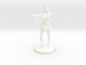  Lady Cop pointing her gun - 28mm version in White Processed Versatile Plastic