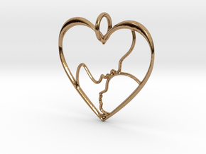 Mother and Child Heart Pendant in Polished Brass