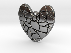 Broken heart pendant in Polished Silver