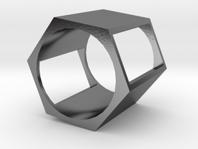 Hex Square Chop Ring in Polished Silver