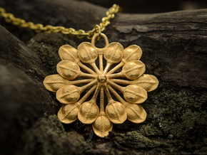 Sun Petals Pendant in Polished Gold Steel