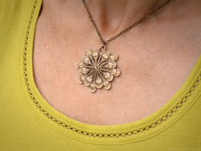 Sun Petals Pendant in Polished Bronzed Silver Steel