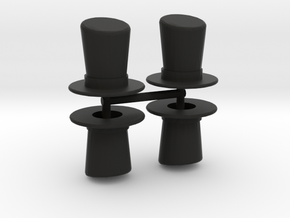 Top Hat Boardgame Counters (x4) in Black Natural Versatile Plastic