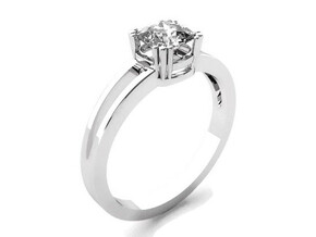 Solitaire Cushion Engagement Ring in 14k White Gold