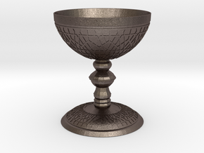 luxurious Cup with Islamic motifs in relief in Polished Bronzed Silver Steel