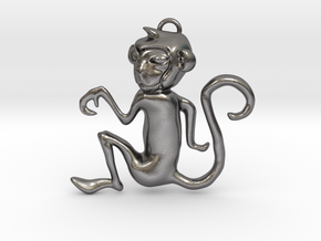 Monkey Eastern Zodiac Pendant in Polished Nickel Steel