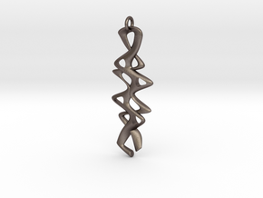 Twisty Pendant in Polished Bronzed Silver Steel