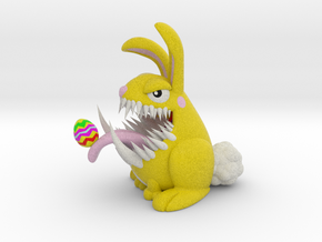 Monster Bunny with Easter Egg On Tongue in Full Color Sandstone
