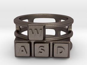 WASD Ring in Polished Bronzed Silver Steel: 8 / 56.75