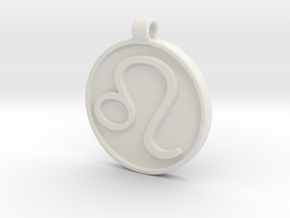 Zodiac KeyChain Medallion-LEO in White Natural Versatile Plastic