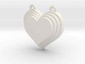 Terracing Heart Pendant in White Natural Versatile Plastic