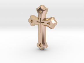 West Syriac Cross 50mm in 14k Rose Gold Plated Brass
