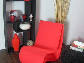 1:12 scale Amoeba modern miniature chair in Red Processed Versatile Plastic