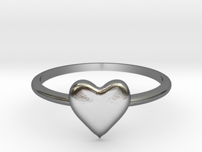 Heart-ring-solid-size-5 in Polished Silver