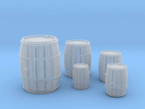 Wooden Barrels Set in Tan Fine Detail Plastic