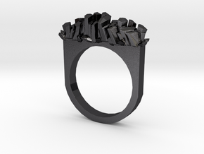 Rock Crystal Ring- Flat in Polished and Bronzed Black Steel