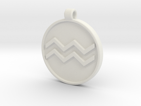 Zodiac KeyChain Medallion-AQUARIUS in White Natural Versatile Plastic