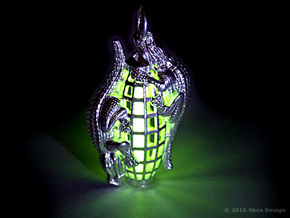 Tritium vial* holder with reptiles. *Not included. in Natural Silver