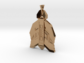 Mayan Architecture Inspired Amulet in Polished Brass