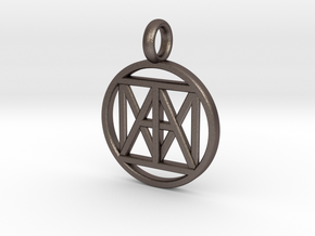 United "I AM" 3D Pendant 30mmx3mm in Polished Bronzed Silver Steel