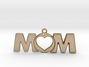 Love Mom Pendant in Polished Gold Steel