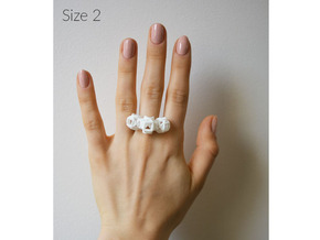 Trio Rose Ring size 2 in White Natural Versatile Plastic