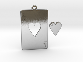 Ace and Heart in Polished Silver
