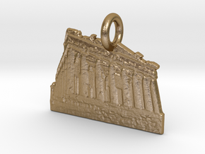 Acropolis, Athens, Greece Charm in Polished Gold Steel