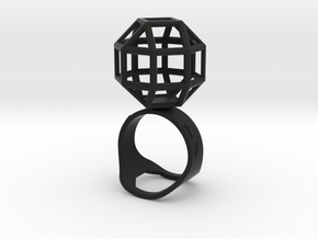 The Ring of the Rhombicuboctahedro in Black Natural Versatile Plastic