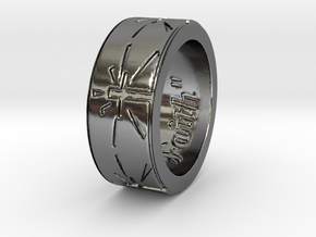 "Faith" Ring  in Fine Detail Polished Silver: 6 / 51.5