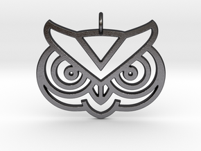 Owl Head Pendant in Polished and Bronzed Black Steel