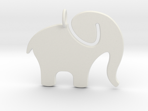 Elephant Pendant in White Natural Versatile Plastic