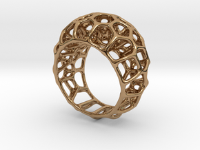 Voronoi Cell Ring  (Size 60) in Polished Brass