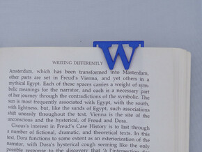 Bookmark Monogram. Initial / Letter W  in Blue Processed Versatile Plastic