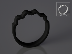 Wave Ring - Negative [sizes 7-10] in Black Natural Versatile Plastic