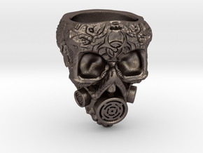 Plague Skull Ring (size 10) in Polished Bronzed Silver Steel
