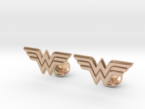 Wonder Woman Cufflinks in 14k Rose Gold Plated Brass