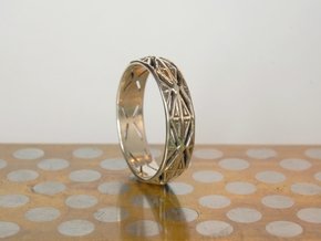 Cut Facets Ring Sz. 6.5 in Polished Silver