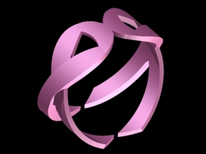 Double Ribbon 3D Breast Cancer Ring in Pink Processed Versatile Plastic