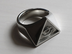 All Seeing Eye Ring in Polished Silver