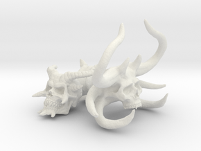 Demon Skulls Sprue: Three skulls on the sprue in White Natural Versatile Plastic