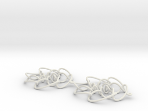3D CURVE EARRINGS-6-lobe in White Natural Versatile Plastic