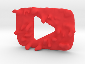 Distorted YouTube Play Button Award in Red Processed Versatile Plastic