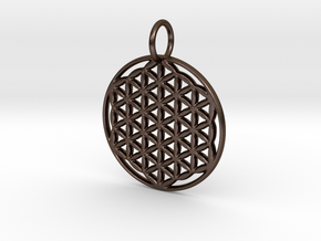 Flower of Life Pendant in Polished Bronze Steel