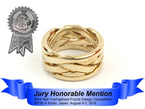WOW5 Puzzle Ring in Polished Brass (Interlocking Parts): 6 / 51.5