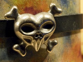 Skullheart in Polished Bronzed Silver Steel