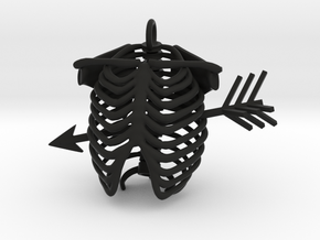 Heart Cage Pendant in Black Natural Versatile Plastic