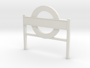 4mm Scale London Underground Platform Sign in White Natural Versatile Plastic